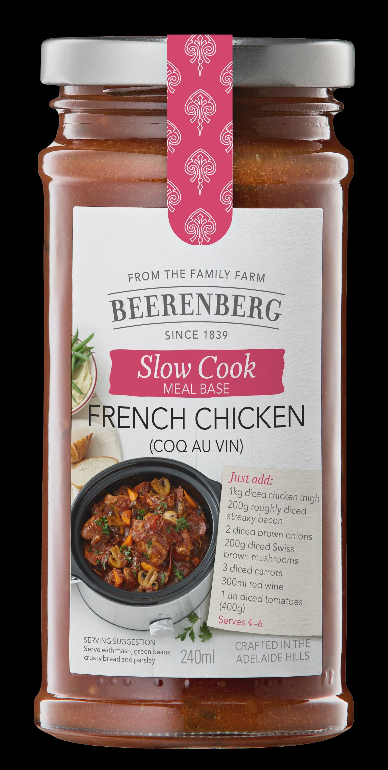 Beerenberg French Chicken Coq Au Vin Slow Cook Sauce 240ml