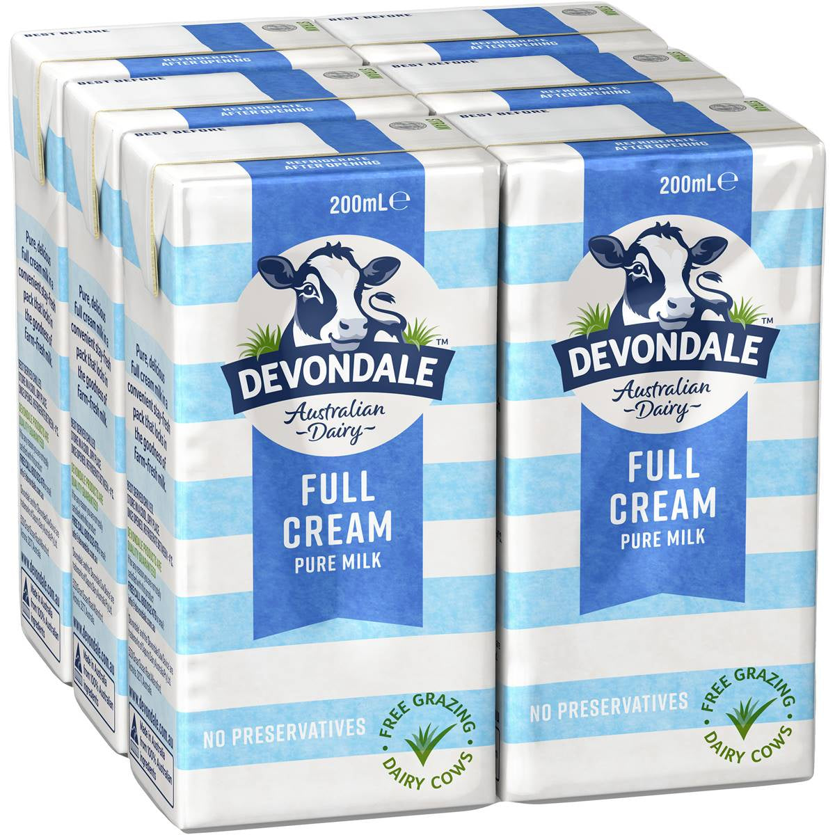 Devondale 100% Pure Full Cream Long Life Milk 6x200ml