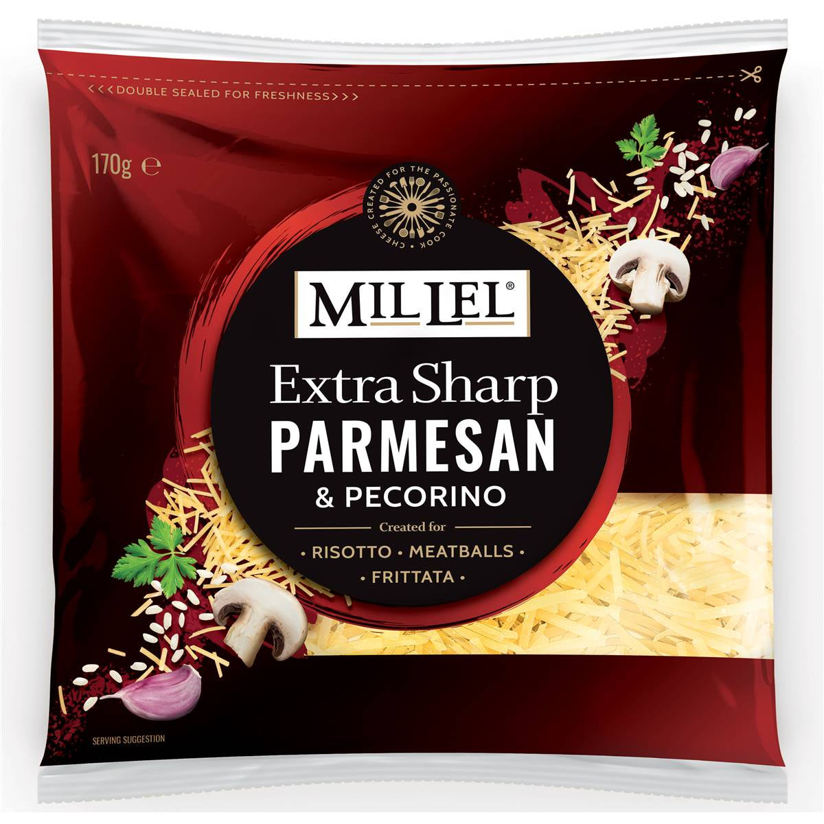 Mil Lel Parmesan & Pecorino Extra Sharp Shredded Cheese  170g