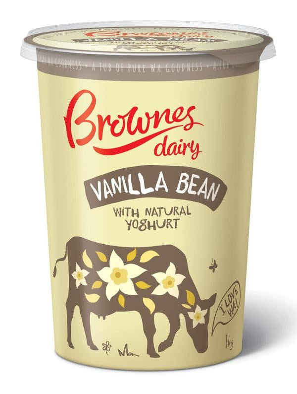 Brownes Yoghurt Natural Vanilla Bean 1kg