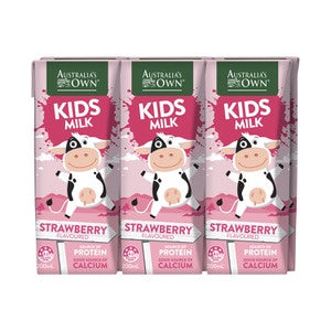 Australias Own Strawberry Kids Milk 6x200ml