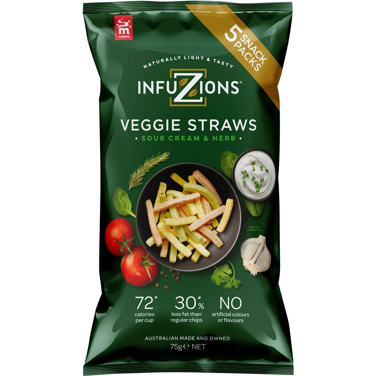Infuzions Veggie Straws Sour Cream & Herb 5pk 75g