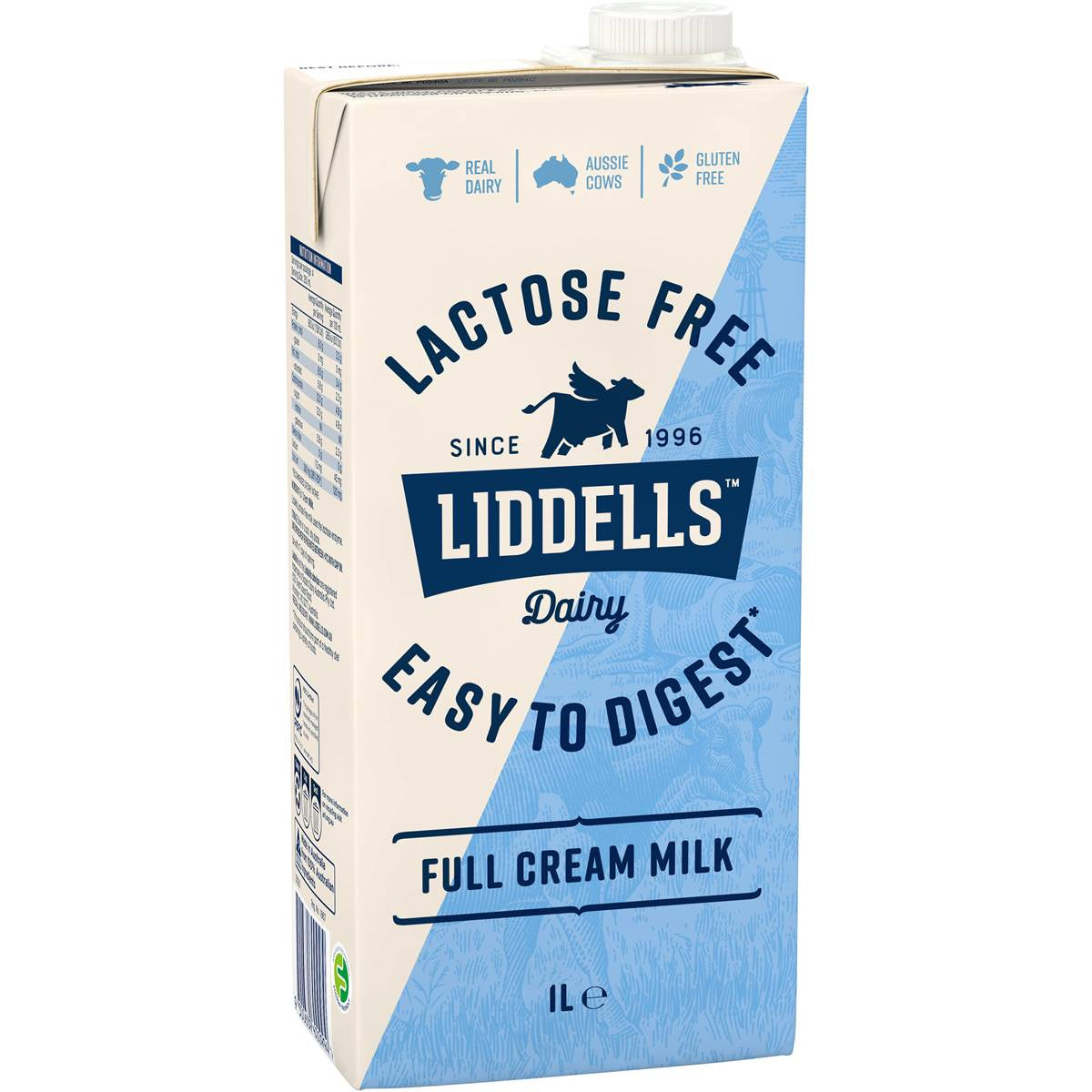 Liddells Full Cream Lactose Free UHT Milk 1L