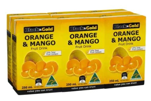 Black & Gold Orange & Mango Fruit Box 250ml 6pk
