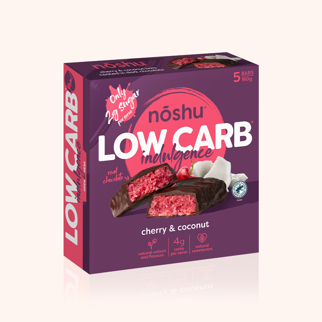 Noshu Low Carb Indulgence Bars Cherry & Coconut 5 Pk