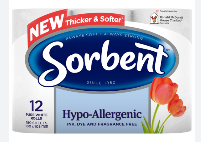 Sorbent Hypo-Allergenic Toilet Tissue 12 Pk