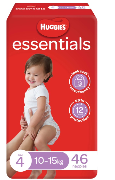 Huggies Essential Toddler Nappies Size 4 10-15kg  46Pack