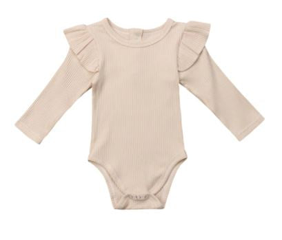 Baby Bodysuit  Flutter Sleeve L/S - Taupe 6m
