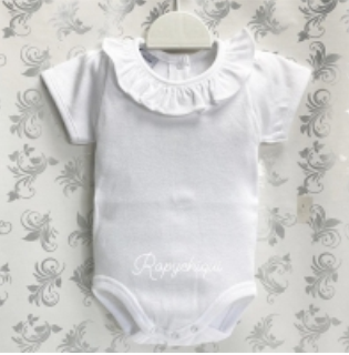 Baby Bodysuit Babidu - Frill Neck SS White Size 1m