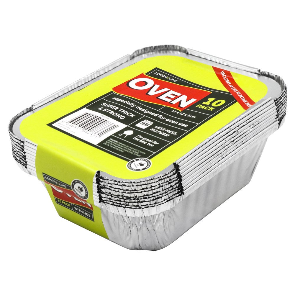 Lemon & Lime Foil Container w/lid 15x12x5cm 10pk