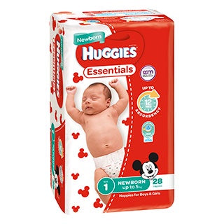 Huggies Essential Nappy Size 1 Newborn Up To 5Kg 28/pack