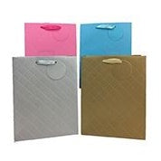 Quilted Emboss Gift Bag Gold Medium 18 x 23 cm