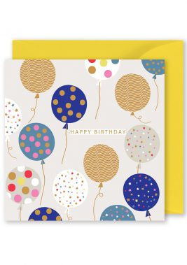 Happy Birthday Balloons Card Square