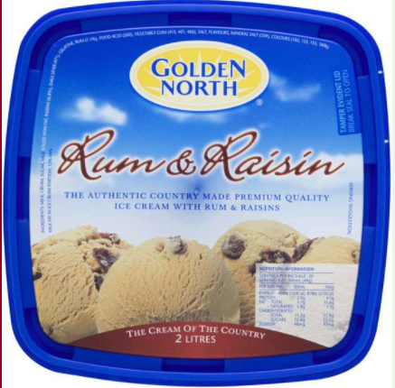 Golden North Rum & Raisin Ice Cream 2L