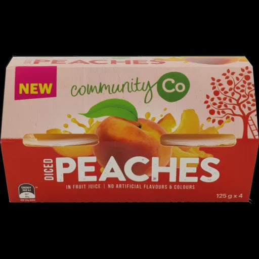 Community Co Diced Peaches in Juice 4x125gm
