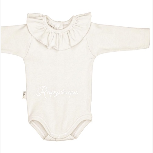 Baby Bodysuit Babidu LS - Frill Neck Ivory Size 12m