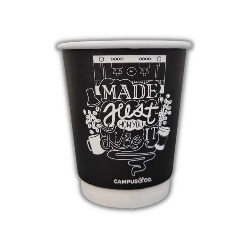 Campus&Co. Coffee Cup Double Wall Like It Design on Black 8oz 500/ctn