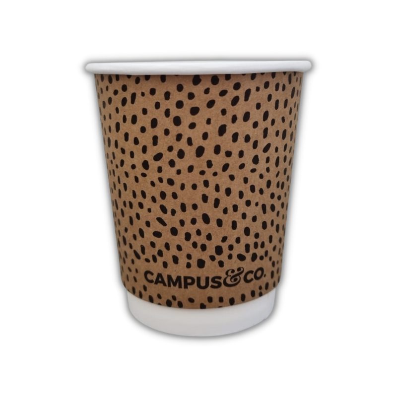 Campus&Co. 8oz Disposable Double Wall Coffee Cup Abstract on Kraft 8oz 500/ctn