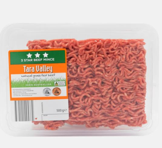 Tara Valley Beef Mince Regular 3 Star 500g