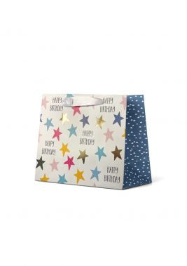 Happy Birthday Stars Gift Bag Medium 24 x 18 cm