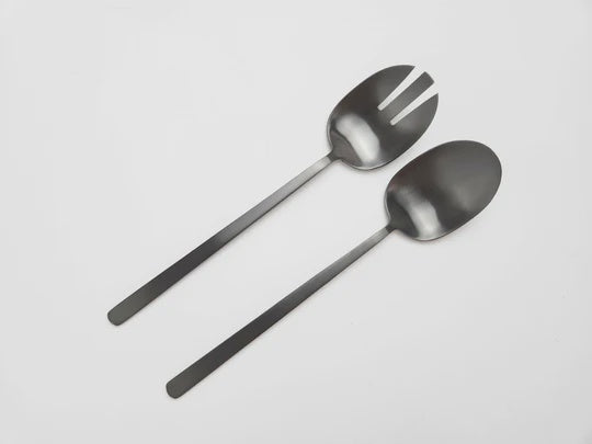 Salad Servers Satin Black 2 Piece