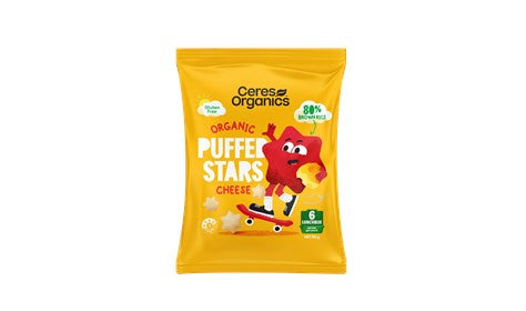 Ceres Organic Puffed Stars Cheese 6pk 80g