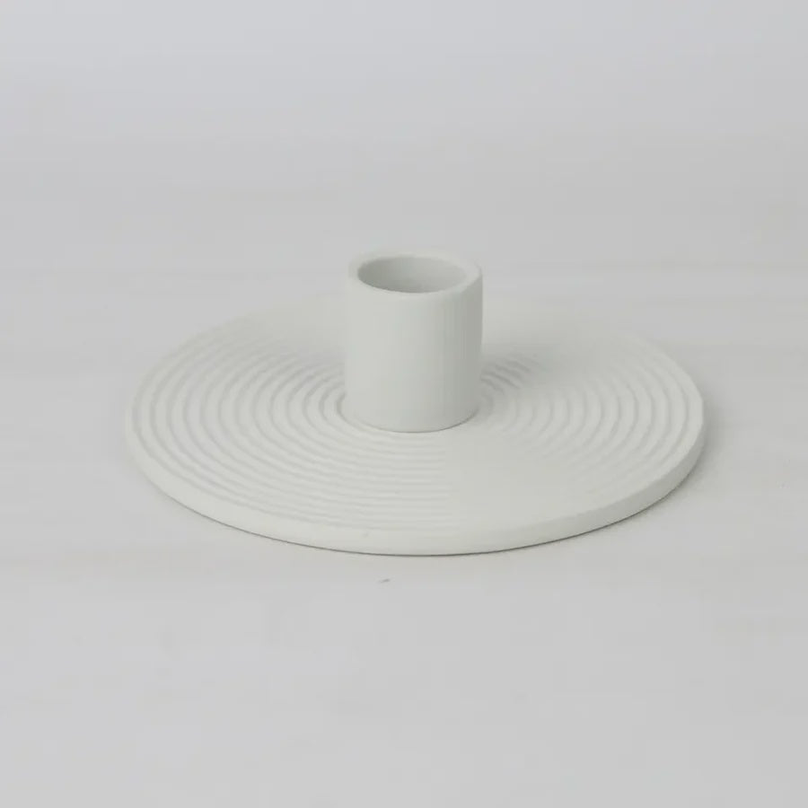 G & T Matte Ceramic Candle Holder White