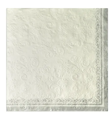 Embossed Silv/Wht 33cm Tissue Napkin 20pk