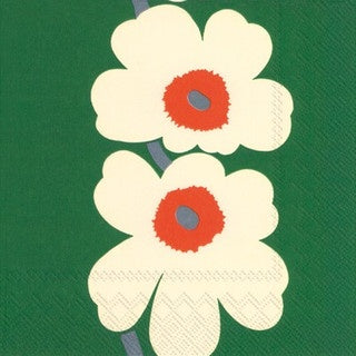 Marimekko Unikko 60th Anniversary green 33cm Tissue Napkin 20pk