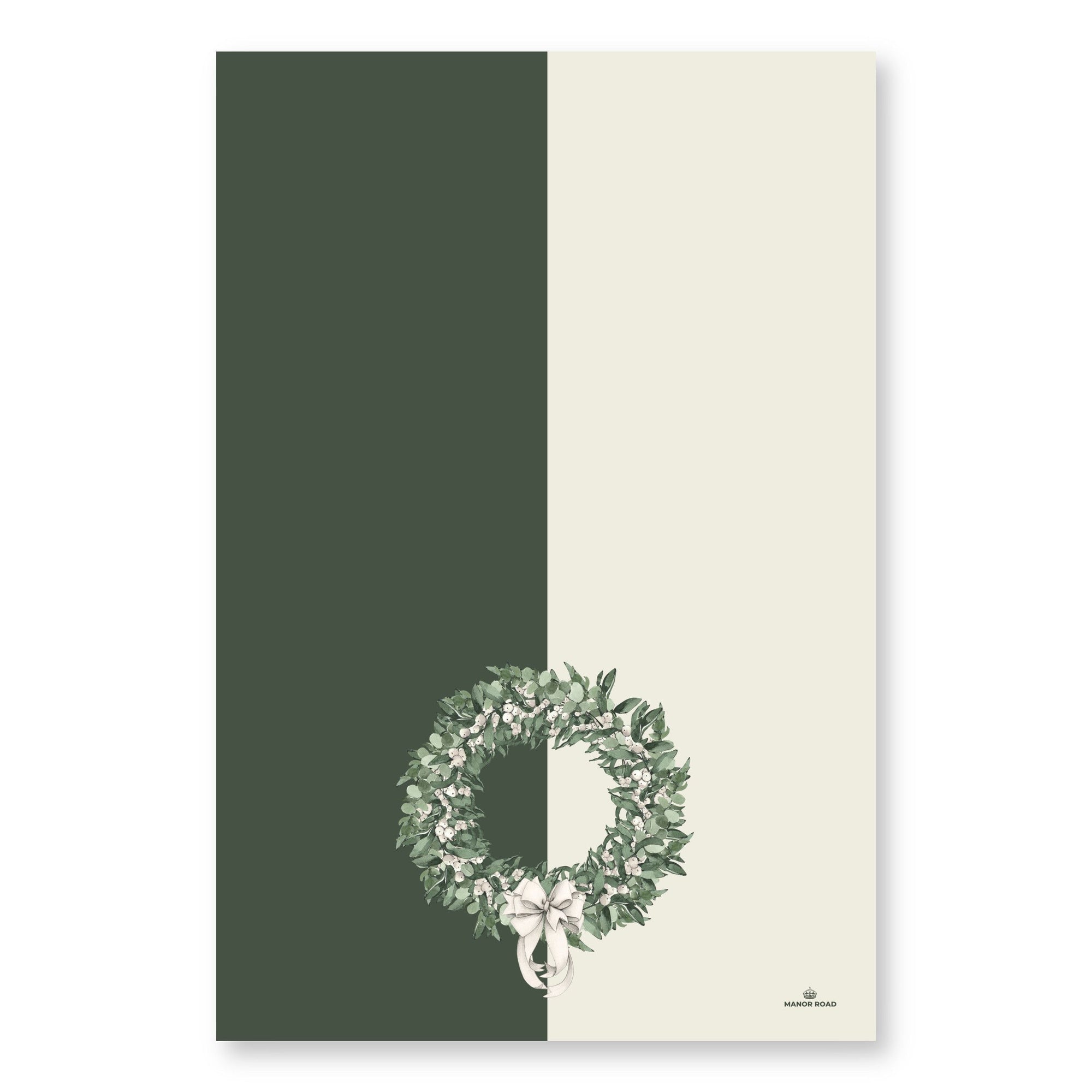 Manor Road Microfiber Tea Towel White Berry Wreath