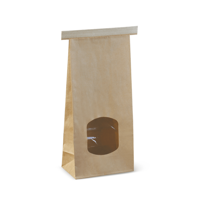 Medium Kraft Tin Tie Bag with Window 246x115x70  10pk