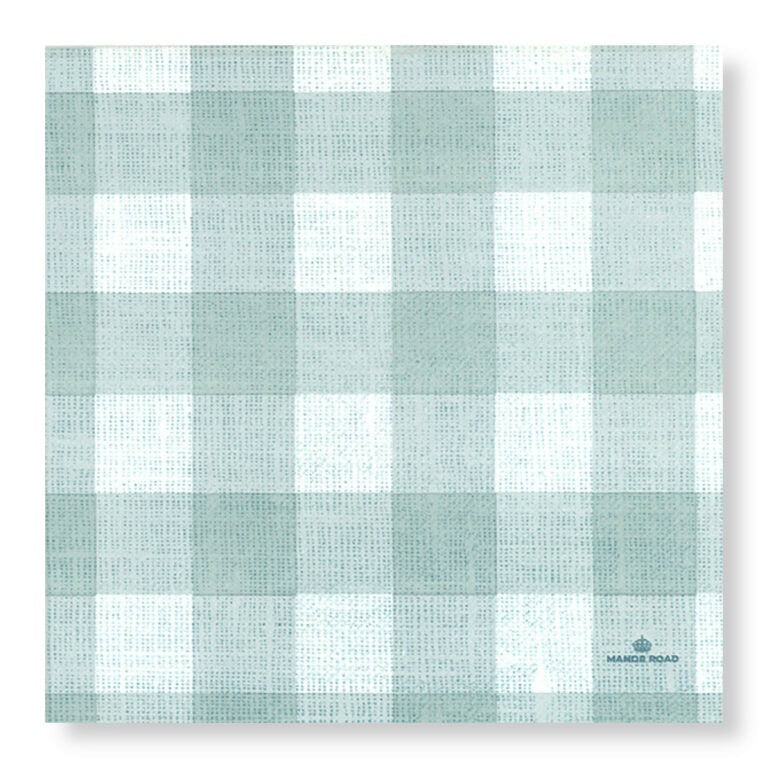 Linen (Gingham Duck Egg) 40cm Airlaid Thickness Napkin 20pk