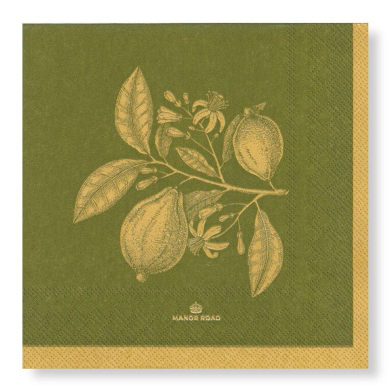 Lemon Green/Gold 33cm Tissue Napkin 33cm