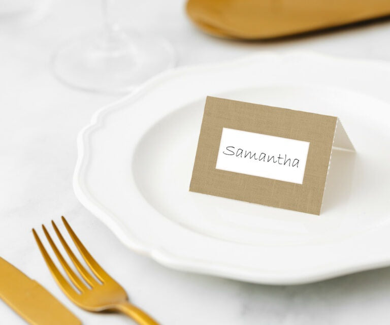 Manor Road Place Cards 45pk - Linen  (Gold)