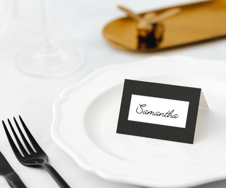 Manor Road Place Cards 45pk - Linen (Black)