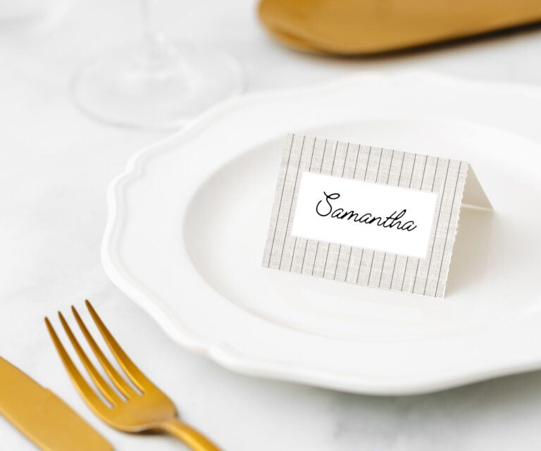 Manor Road Place Cards 45pk Linen (Pinstripe)