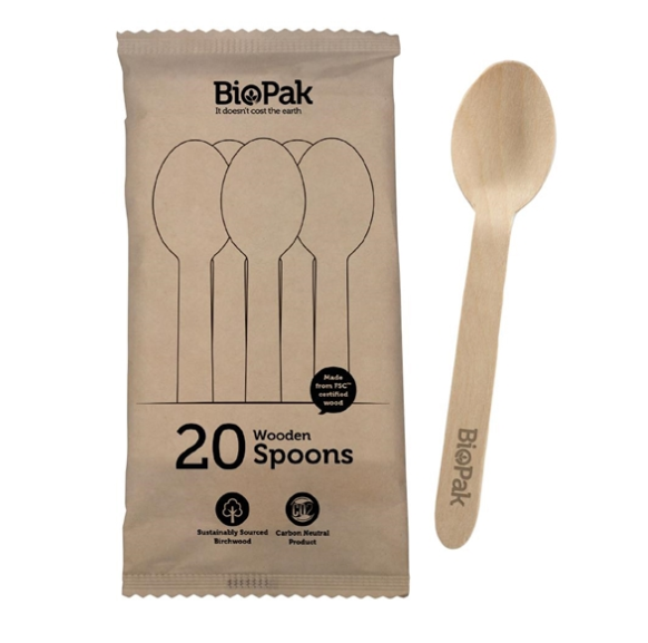 Biopak Spoon Wooden 20pk