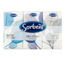Sorbent facial tissues 4 ply pocket 6 pack
