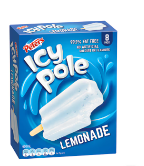 Peters Lemonade Icy Pole Ice Blocks 8 pk