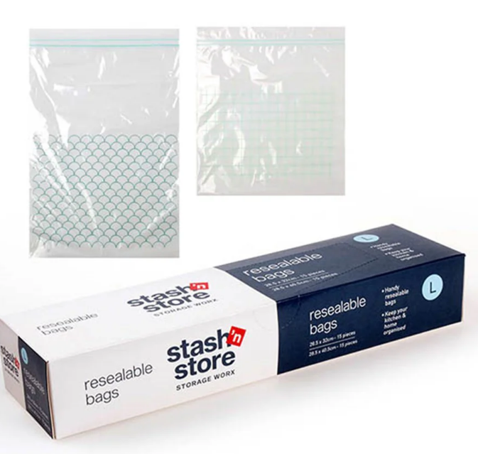 Stash n Store Resealable Bags 30pc Large