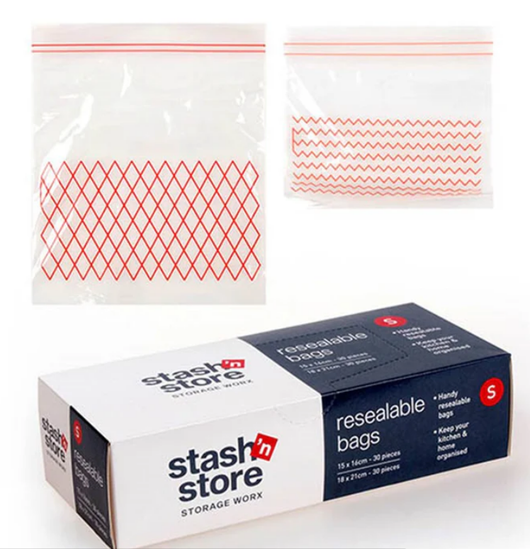 Stash n Store Resealable Bags 60pc Small