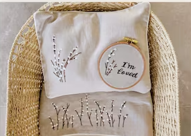S&G Grace Baby Registry Hand Embroidered Sheet Set for Cradle/Pram