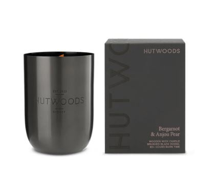 Hutwoods Luxury Black Candle Bergamot & Pear 350g