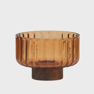 Mardin Glass/Wood Footed Bowl 14cm