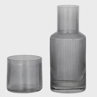 Mya Carafe Set 17cm Grey Rib