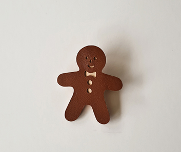Brooch - Leather Gingerbread man