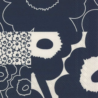 Marimekko Unikko Kollaasi Dark Blue 33cm Tissue Napkin 20pk