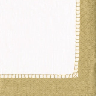 Linen Border Gold 33cm Tissue Napkin 20pk
