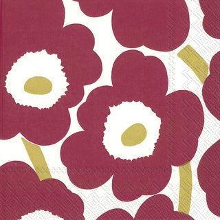 Marimekko  Unikko Dark Red Gold 25cm Tissue Napkin 20pk