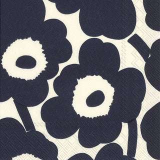 Marimekko Unikko Dark Blue Nature 25cm Tissue Napkin 20pk